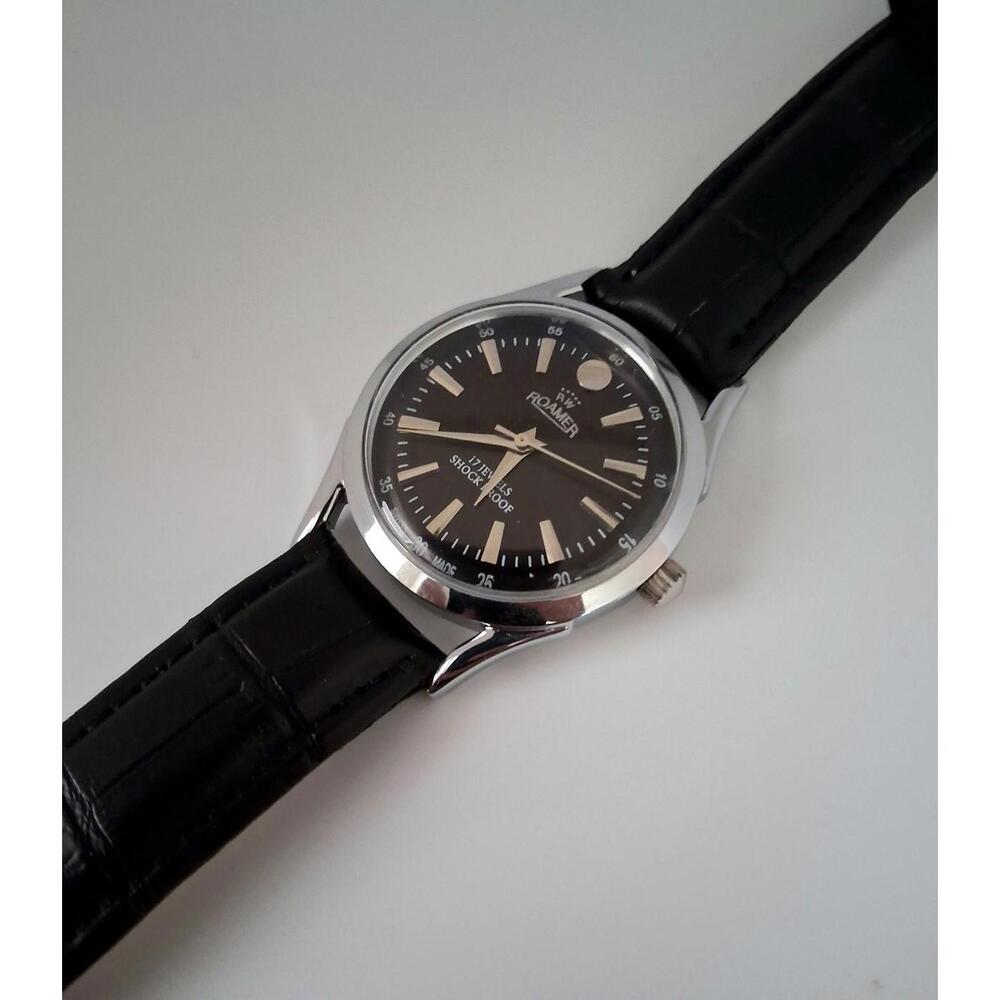 Vintage Roamer Men's Leather Mechanical‎ Watch RARE - Picture 6 of 8